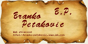 Branko Petaković vizit kartica